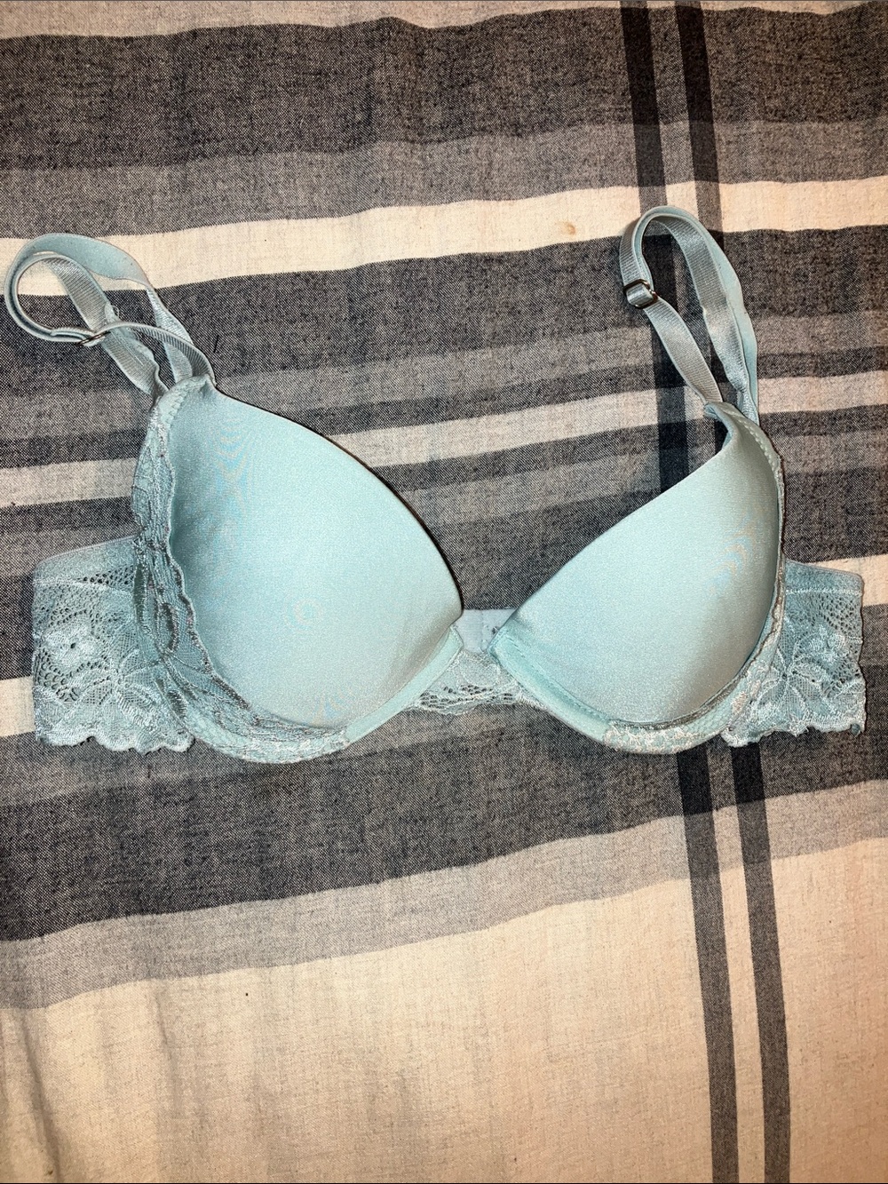 Gilligan & O'Malley Light Blue Lace-Trim Push-Up Bra